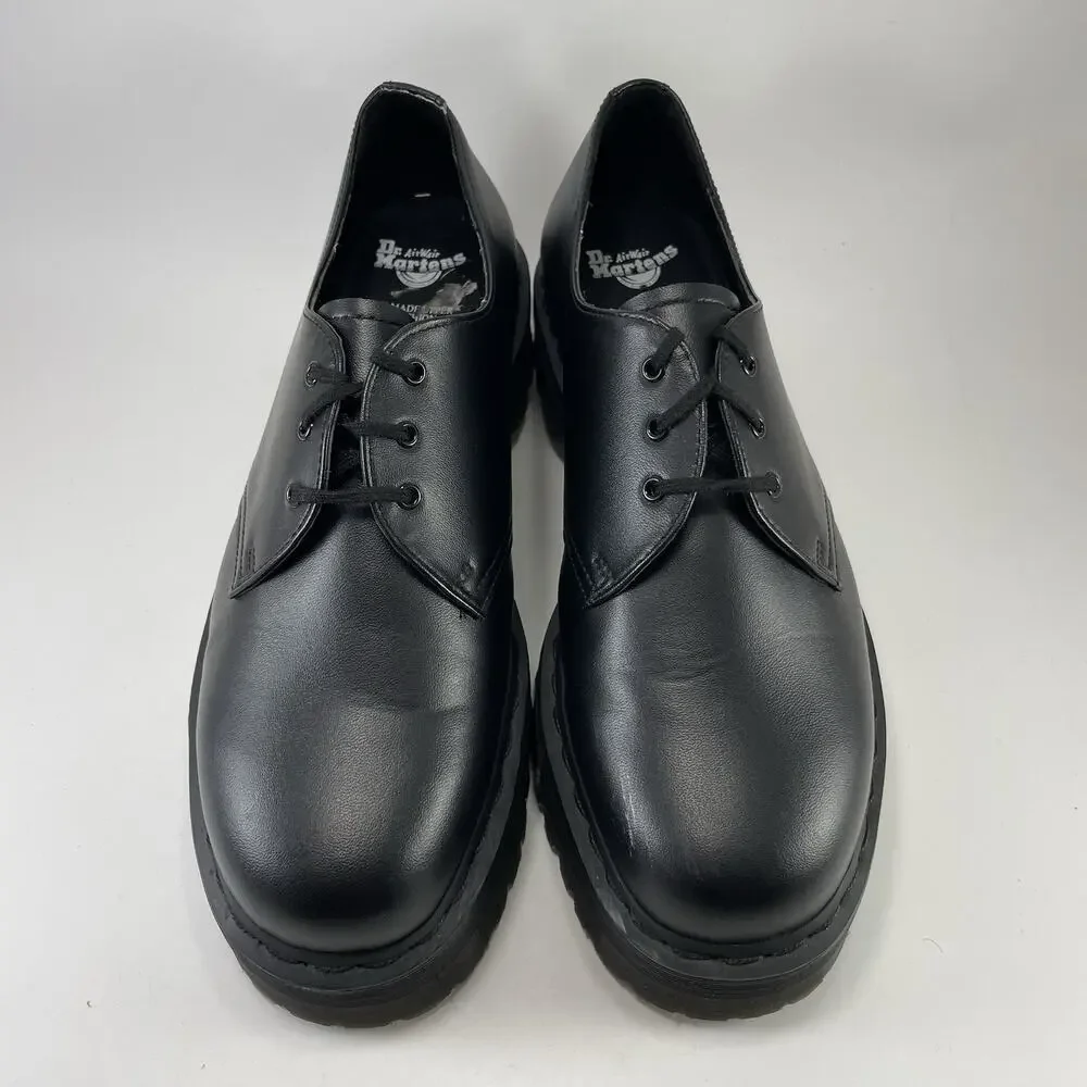 Dr Martens 1461 Quad Mens Size 11 Black Leather Platform Oxford Shoes 3-Eye